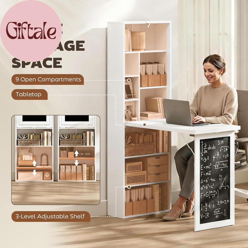 Foldable Convertible Writing Table, Wall Mounted Space-Saving Computer Desk with gallery