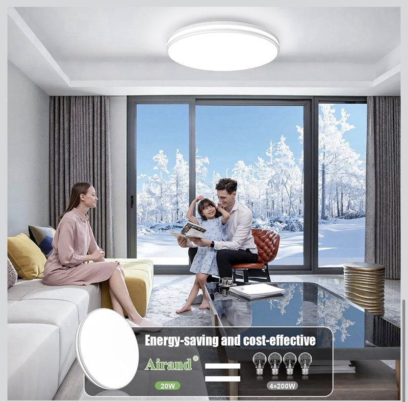 NEW Airand LED Ceiling Light Flush Mount 20 Watt 1850 Lumens 5000K Daylight IP44 gallery