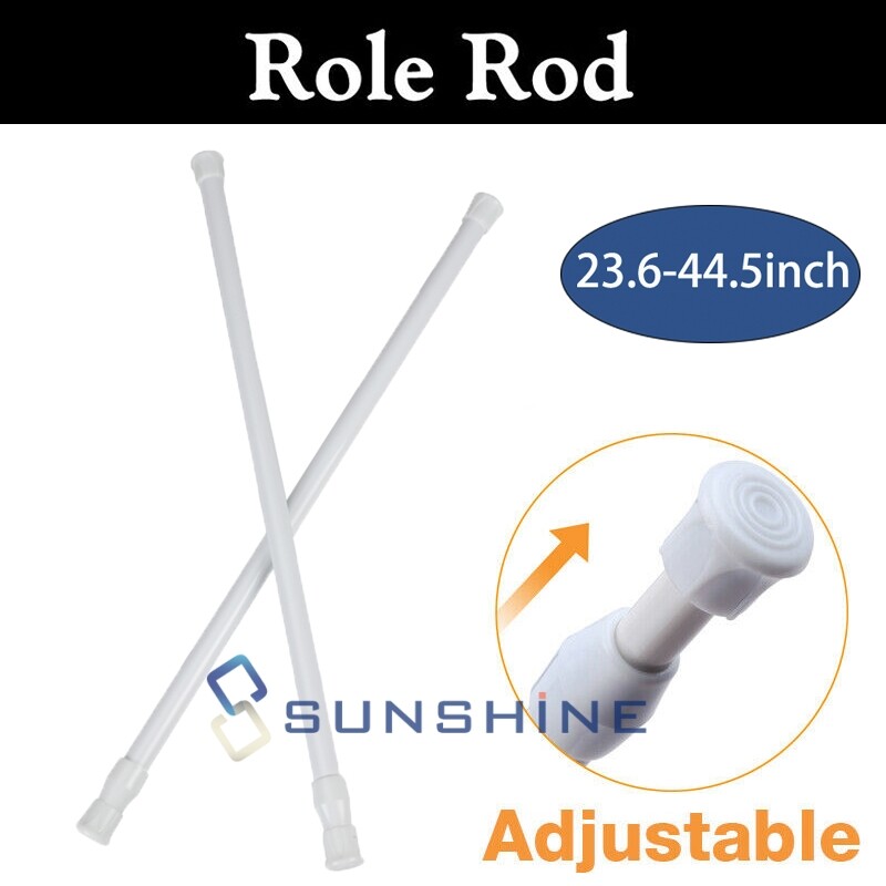2x Extendable 23.5-44" Spring Loaded Tension Rod Rail Pole Shower Curtain Hanger gallery