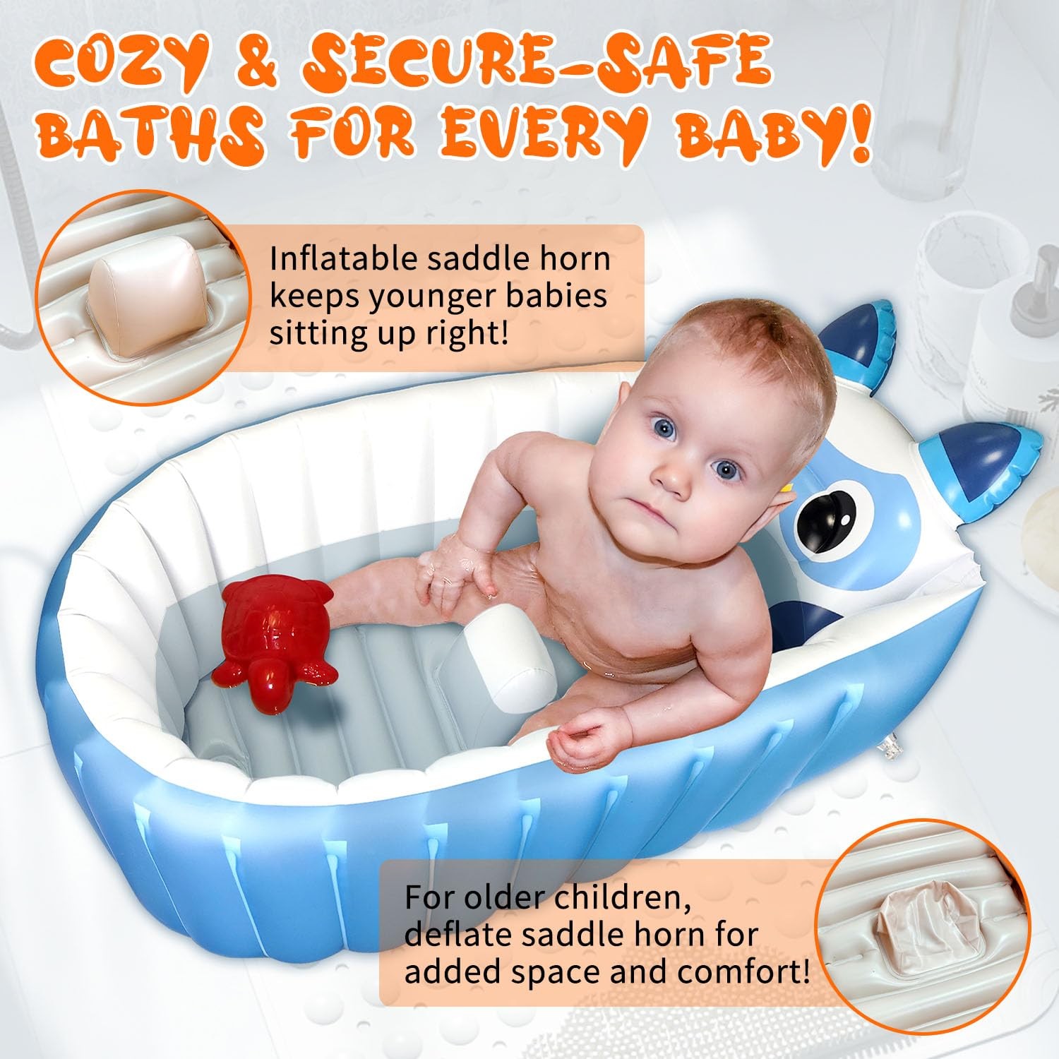 Boczif Inflatable Baby Bathtub, Toddler Bath Tub Non-Slip Pool for Blue gallery