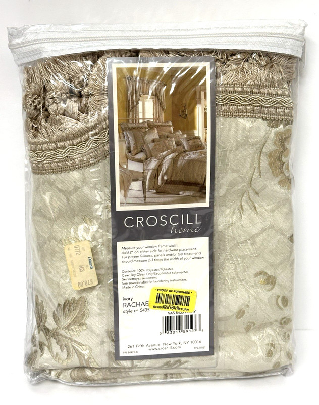 Croscill Home 1 Scalloped Valance Ivory Rachael 88" w X 15" l gallery