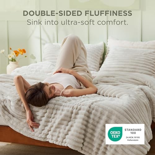 Bedsure Full Fluffy Comforter Set - GentleSoft 3 Full (82" x 86") 02 - Linen gallery
