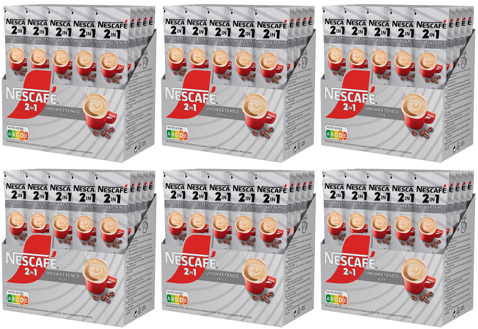 6 NESCAFE 2in1 Unsweetened Instant Coffee 28 Stick Boxes 224g 7.9oz gallery