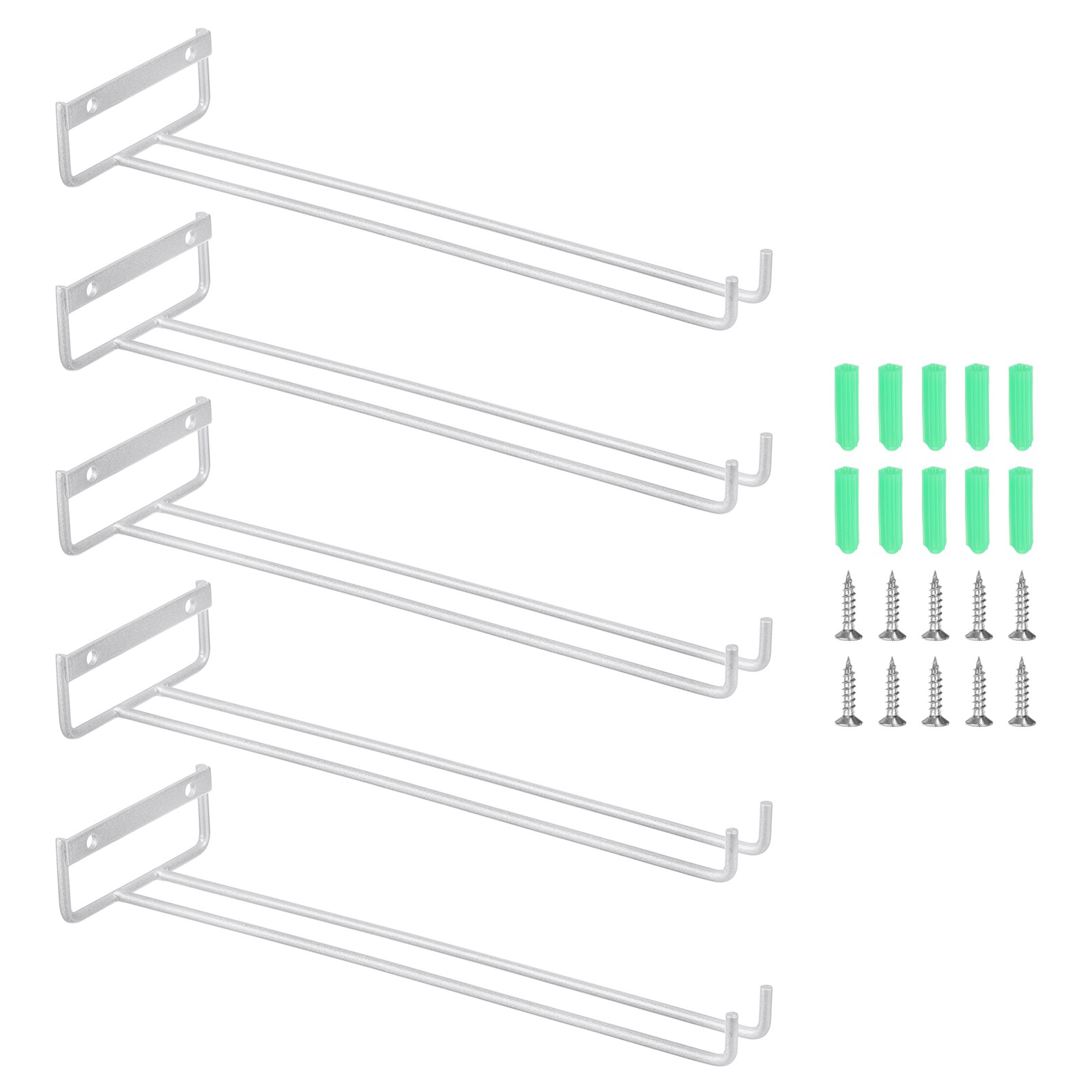 11.81 Inch Iron Wine Glasses Rack for Cabinet Kitchen, Silver, 5Pcs gallery
