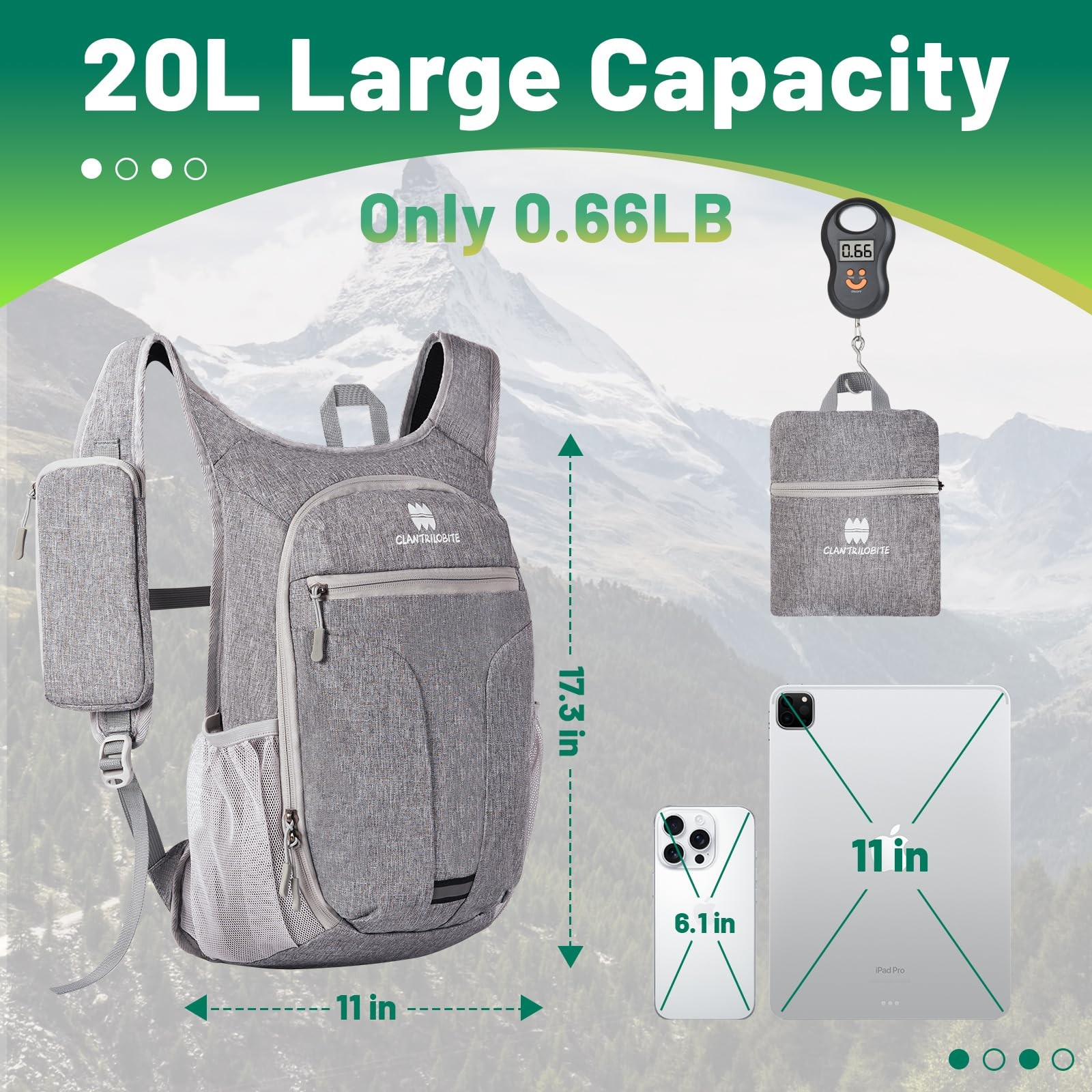 20L Small Hiking Backpack for Women - Lightweight Packable Backpack for Men, ... 2