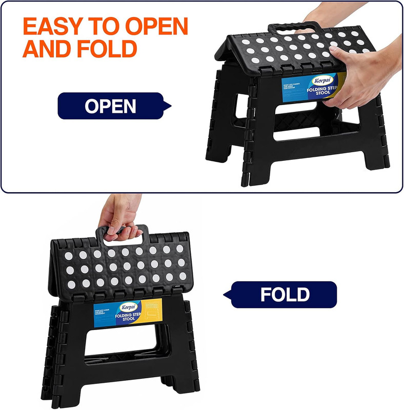 Korpai 9" Folding Step Stool for Adults,Kids,Non-Slip Folding Stools with Portab gallery