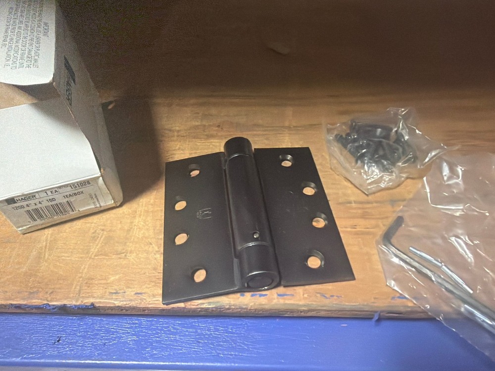 Hager Hinge 1250410D.1 US10D Square Corner Spring Hinge Black Nickel 4x4"