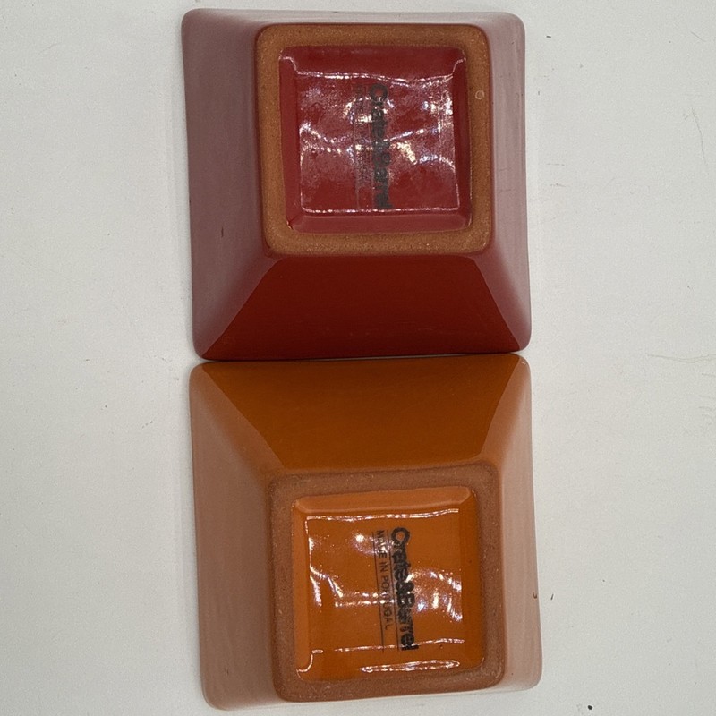 2 -Crate & Barrel 5” Square Red/Orange & Orange/Yellow Used See Description/Pic gallery