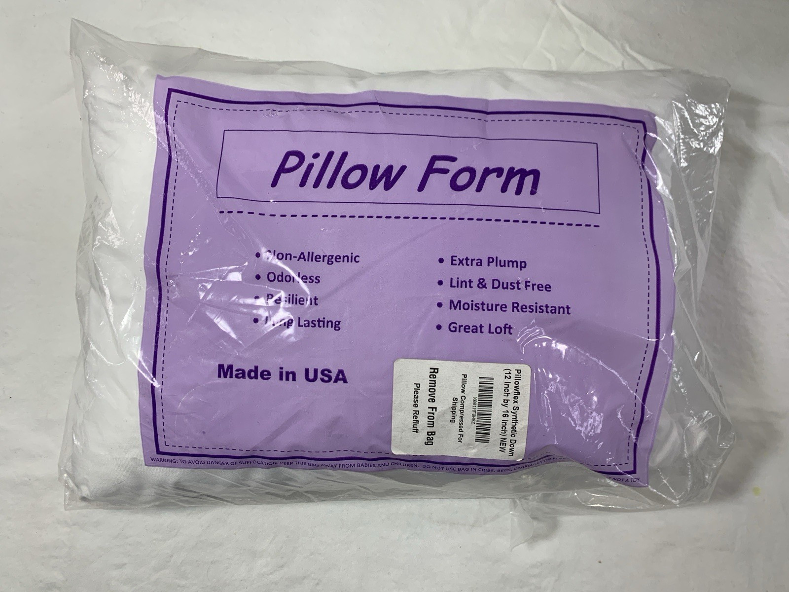 Pillowflex Synthetic Down Pillow Insert 12 x 16 Down Alternative Pillow Travel gallery