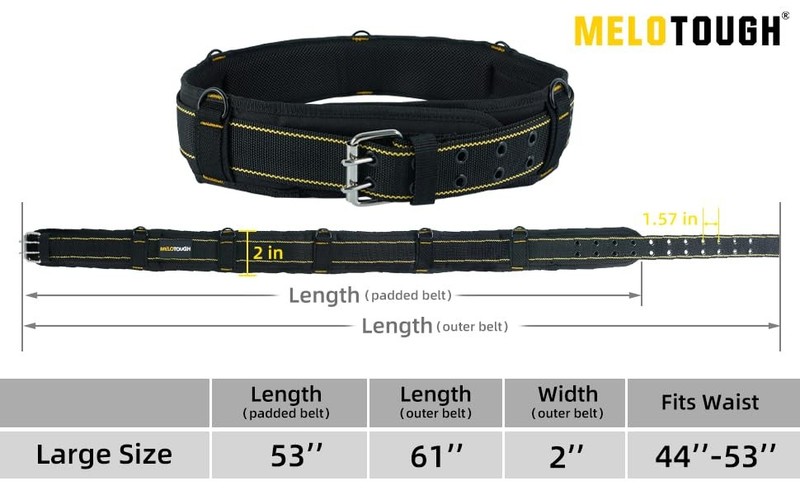 Padded Tool Belt D Ring Adjustable 44"-53" Waist Heavy Duty Work Metal Buckle gallery