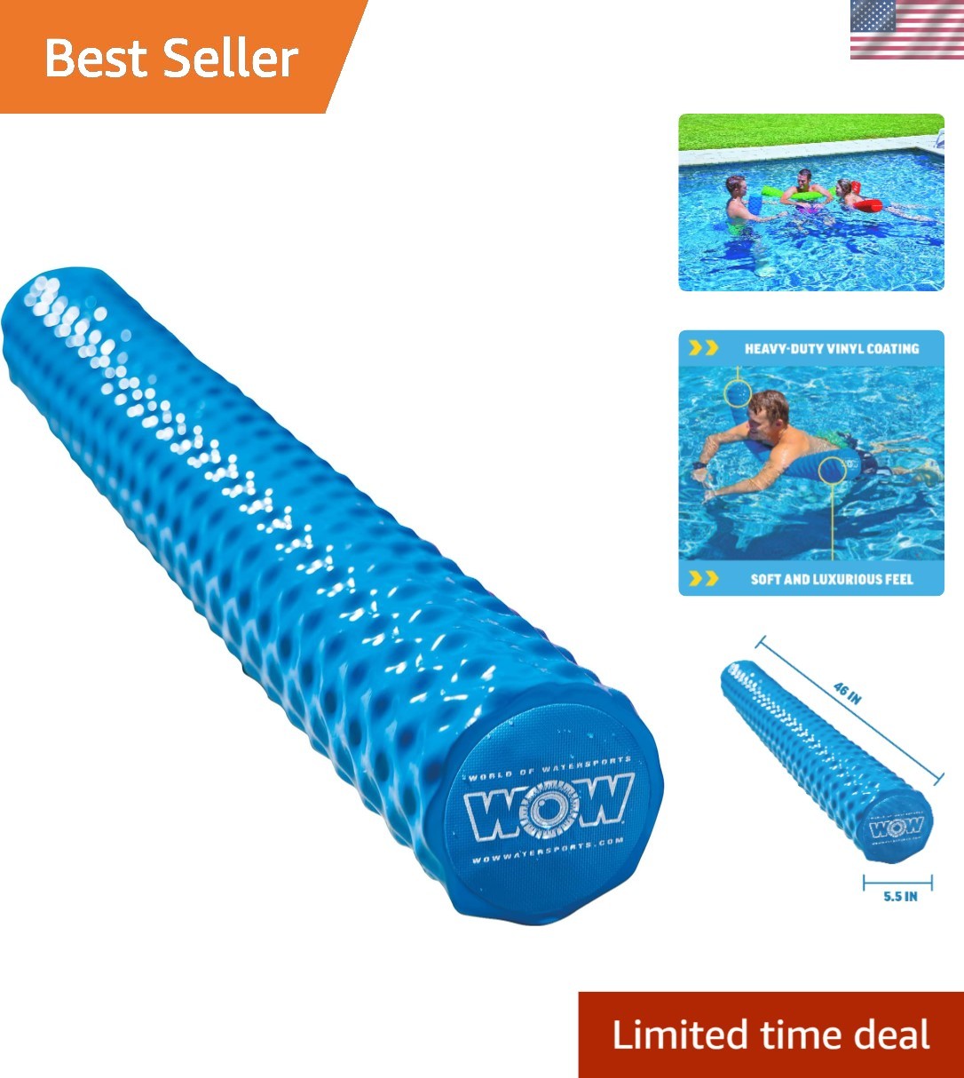 First-Class Foam Pool Noodle - 46” Blue Float with UV Protection, 250 lbs gallery