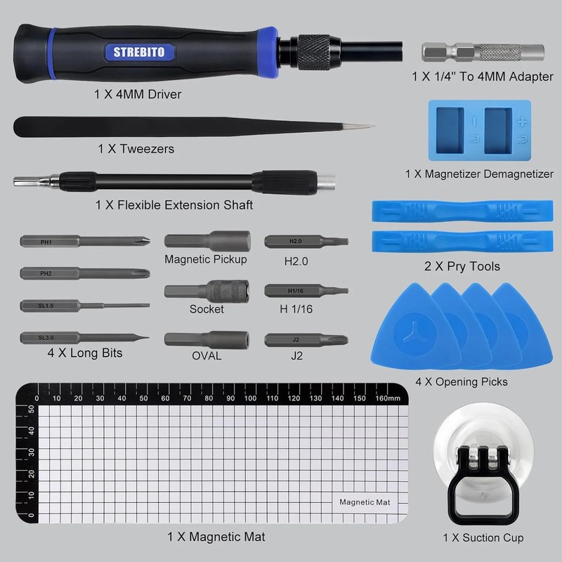 STREBITO Precision Screwdriver Set 153 in 1 Small Magnetic Screwdriver Set with gallery