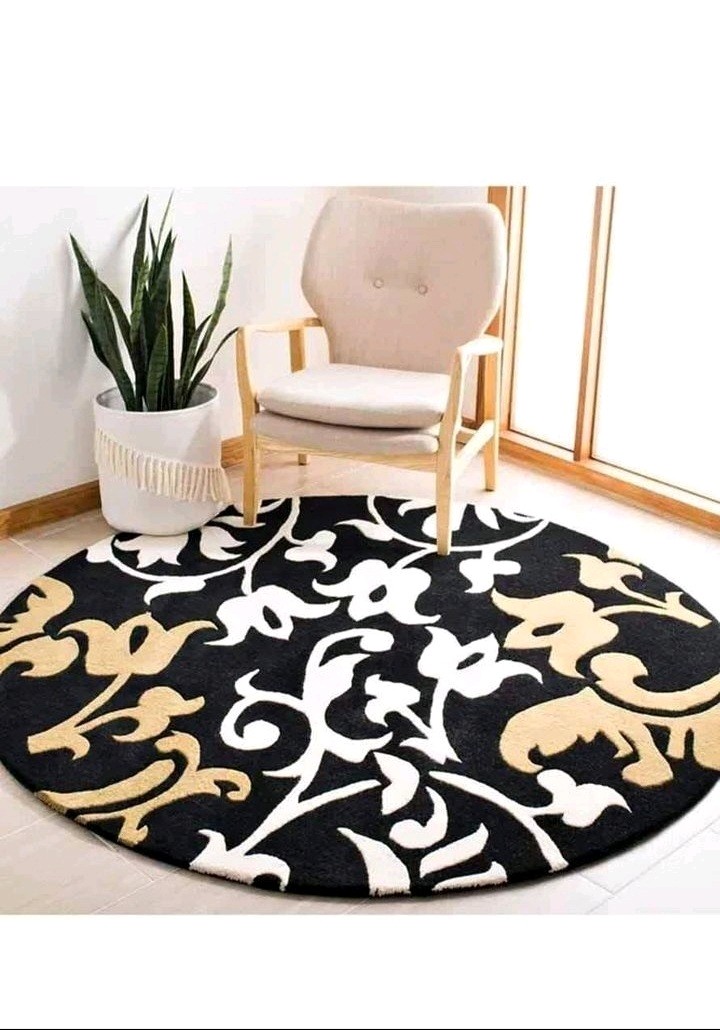 Round Hand Tufted Carpets Charcol Fine Geomatric Living Room Bedroom, Office. gallery