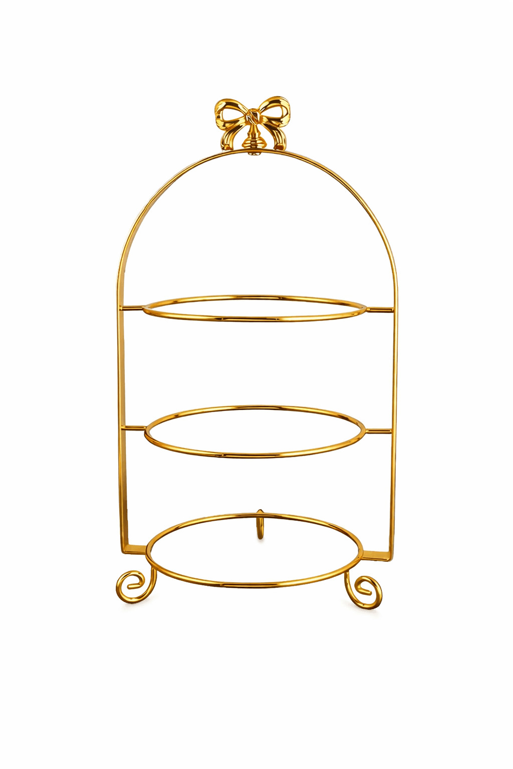 Gold 3 Tier Plate Stand | Bow Arched Display Stand | Handcrafted Metal | gallery