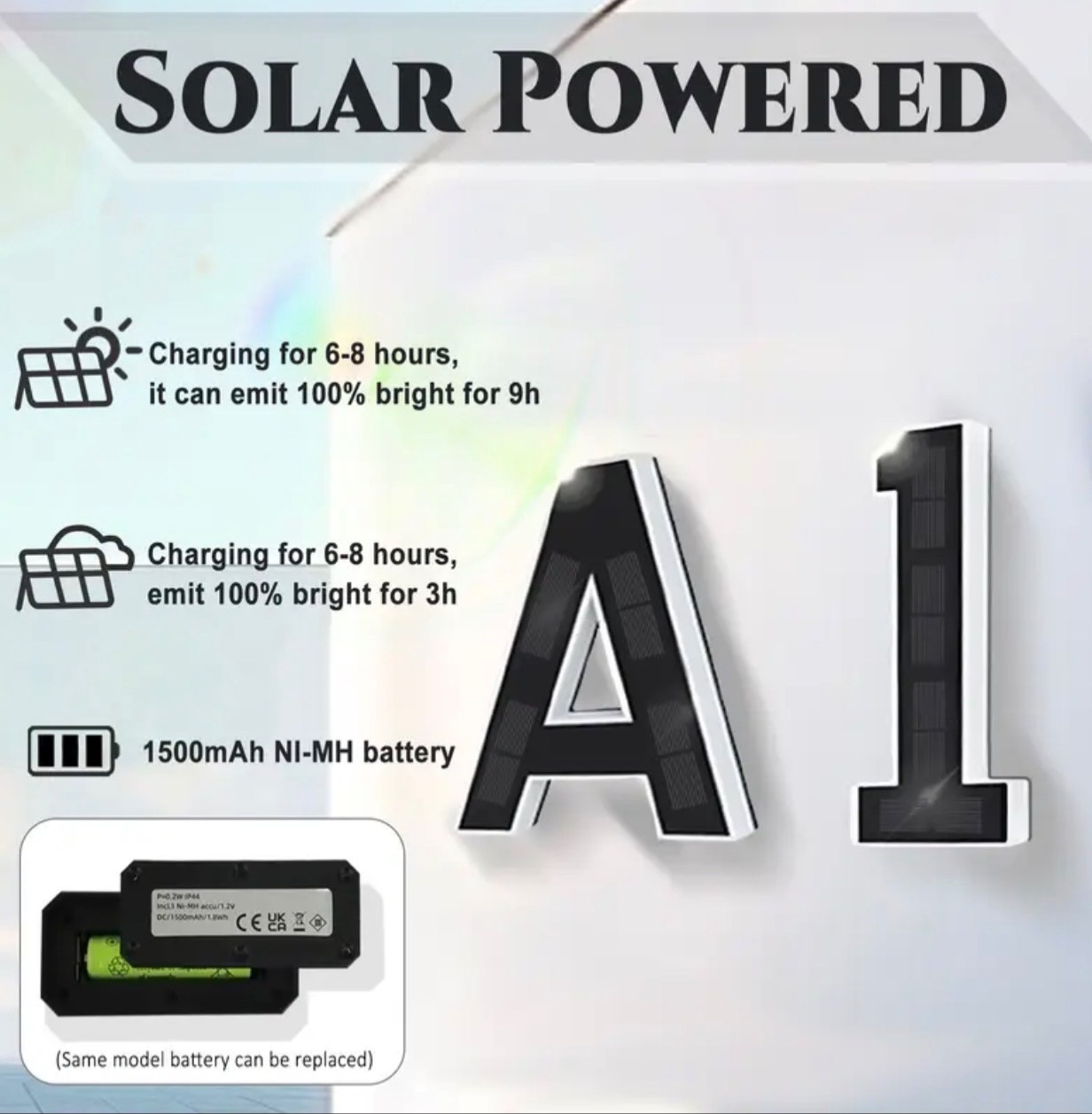 Solar House Numbers Lighted Address Sign Waterproof LED Address Plaque for Home gallery