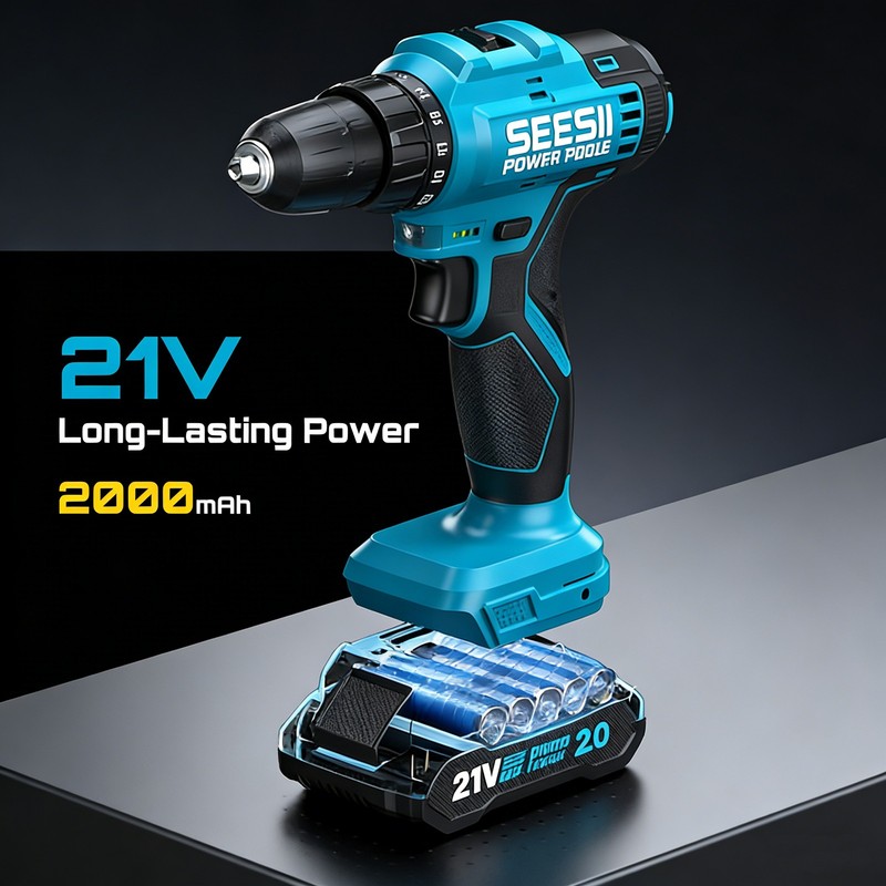 190pcs Cordless Drill Tool Kit 21V Electric Drill Driver Tool Box with Battery gallery