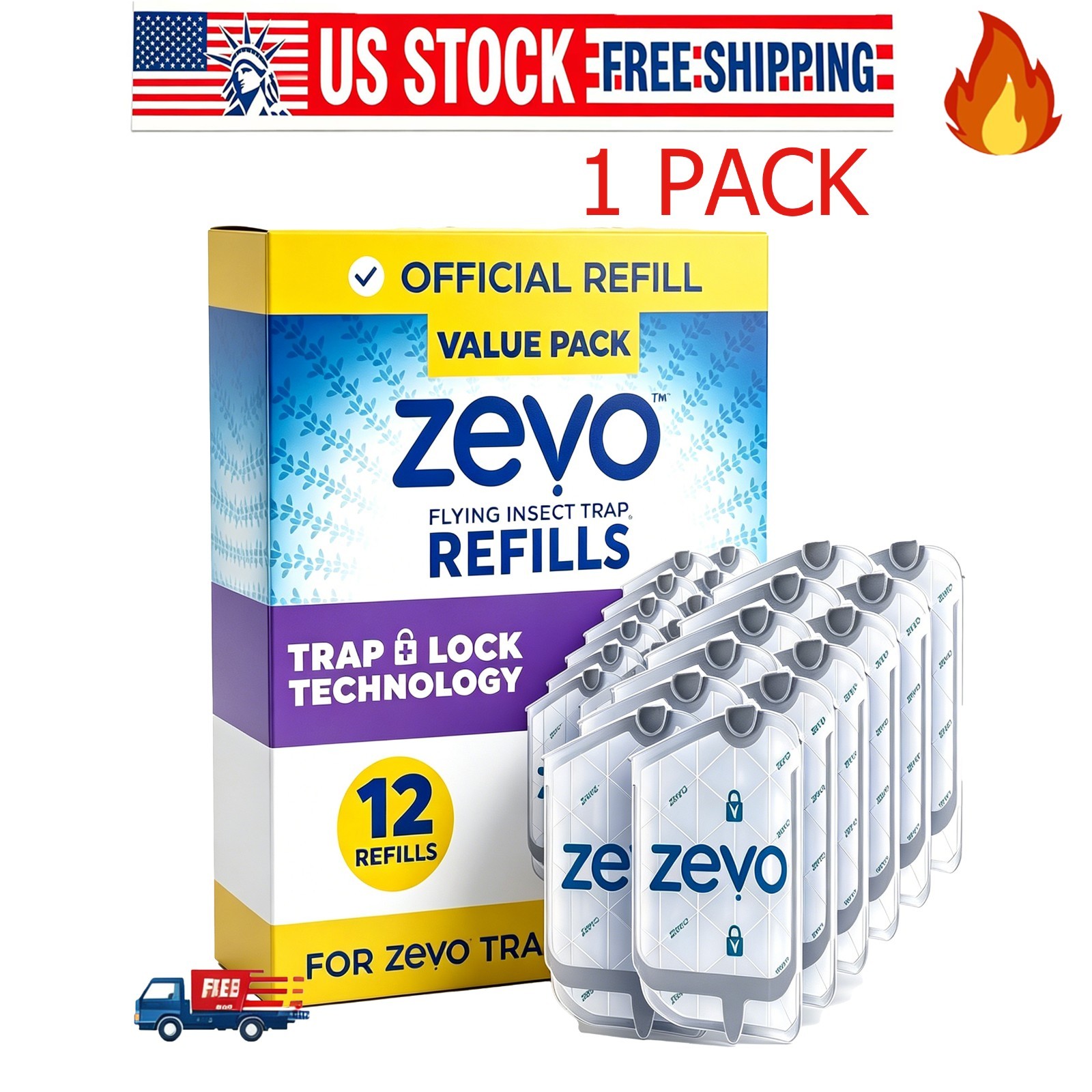 Zevo Flying Insect Trap Refill Cartridges -Easy to Use (12 Refill Cartridges) gallery