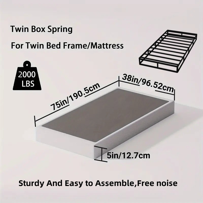 Metal Box Spring Bed Frame - Twin/Full/Queen/King Sizes, Sturdy Mattress Support gallery