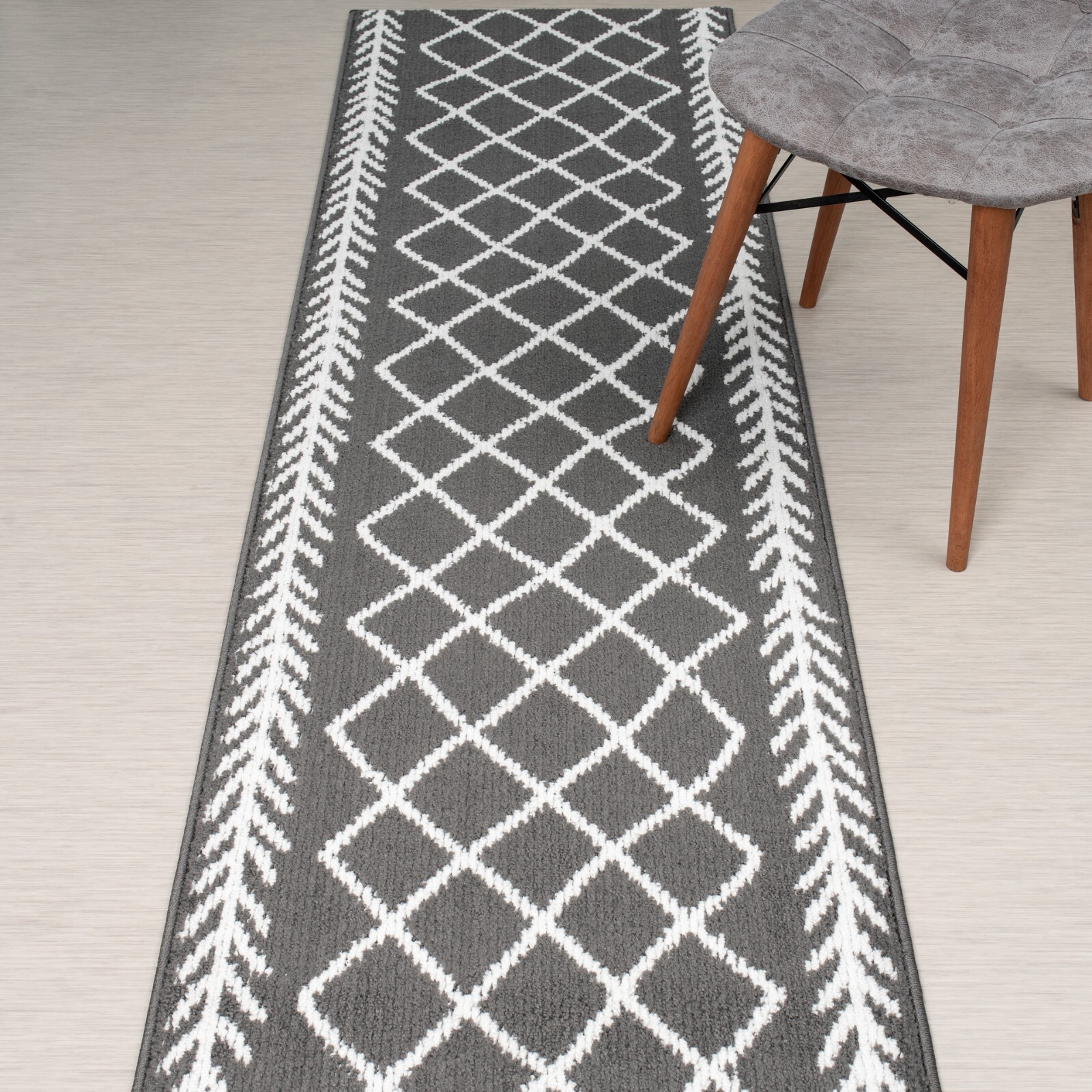 Custom Cut Hallway Runner Rug, Non Slip Floor Mat, Your Choice of Length, Grey gallery