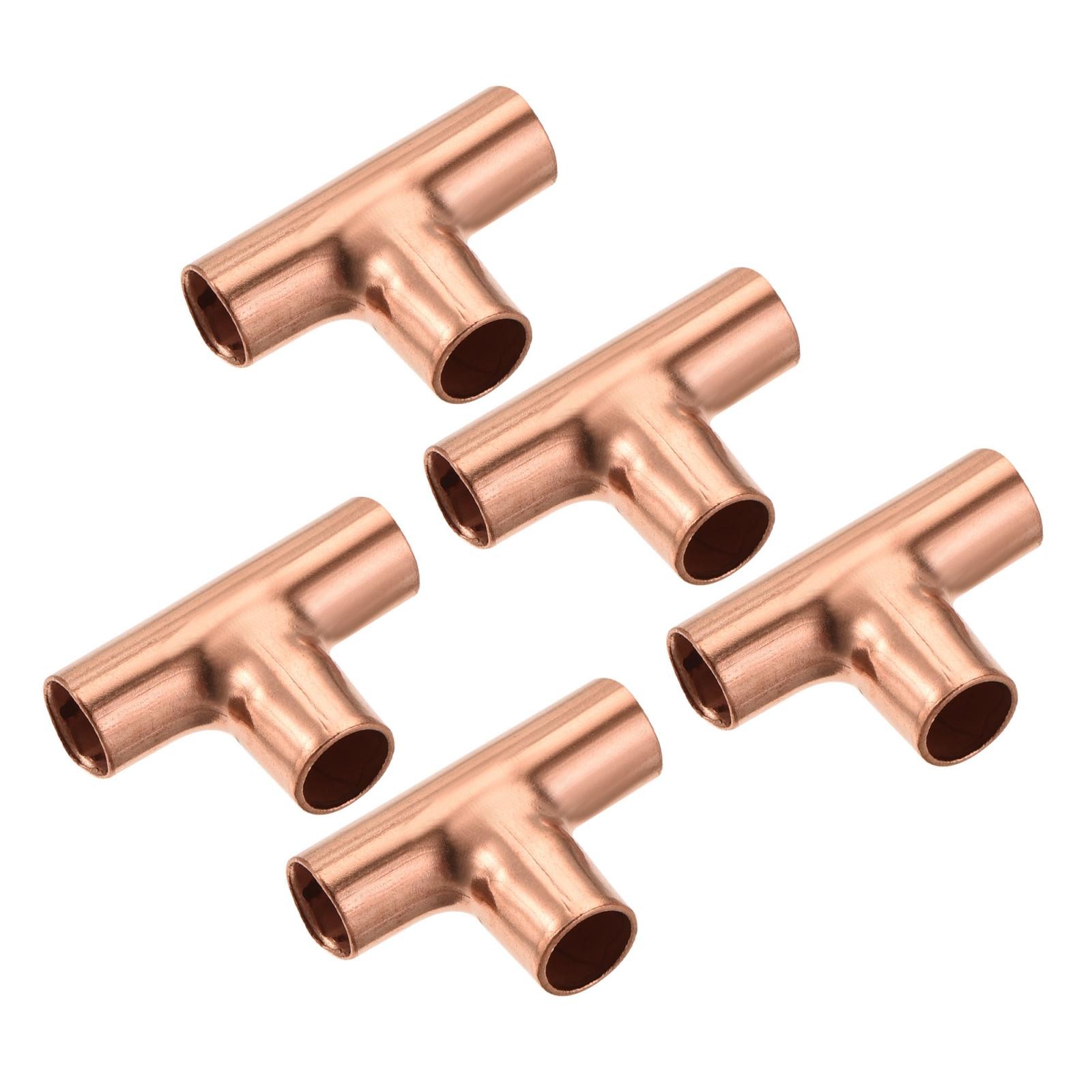 5pcs Tee Copper Fitting 3 Way Welding Joint 1/4 Inch ID for HVAC Air Conditioner gallery