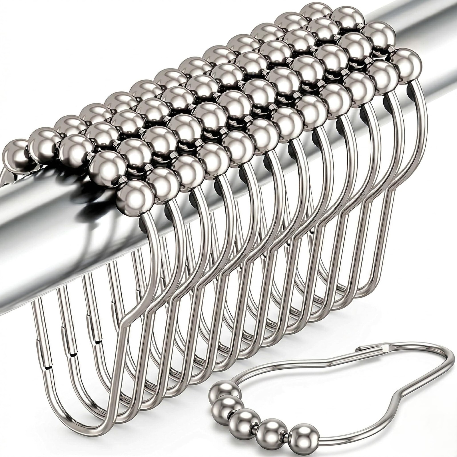 Shower Curtain Hooks Rust Proof (Set of 12) - Stainless Steel Shower Curtain ... gallery