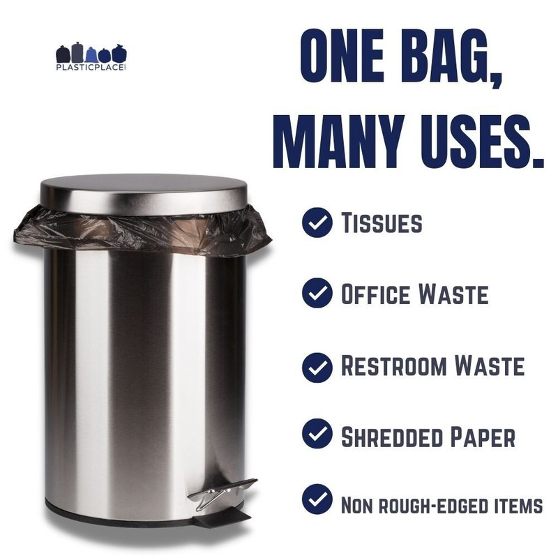 Plasticplace 7-10 Gallon High Density Trash Bags - Black, Case of 1000 Bags gallery