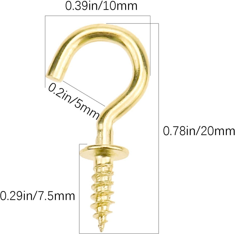 Mini Ceiling Screw Hooks, 200 Pieces 1/2 Inch Cup Hooks Screw-In Hooks gallery