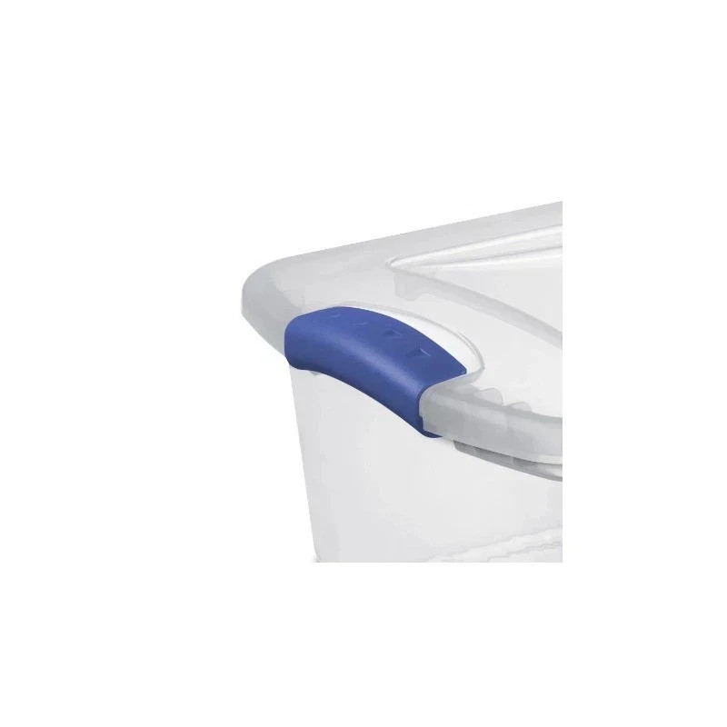Sterilite 15 Quart Latch Box, Clear Plastic Storage Bin with Clear Lid, Blue gallery