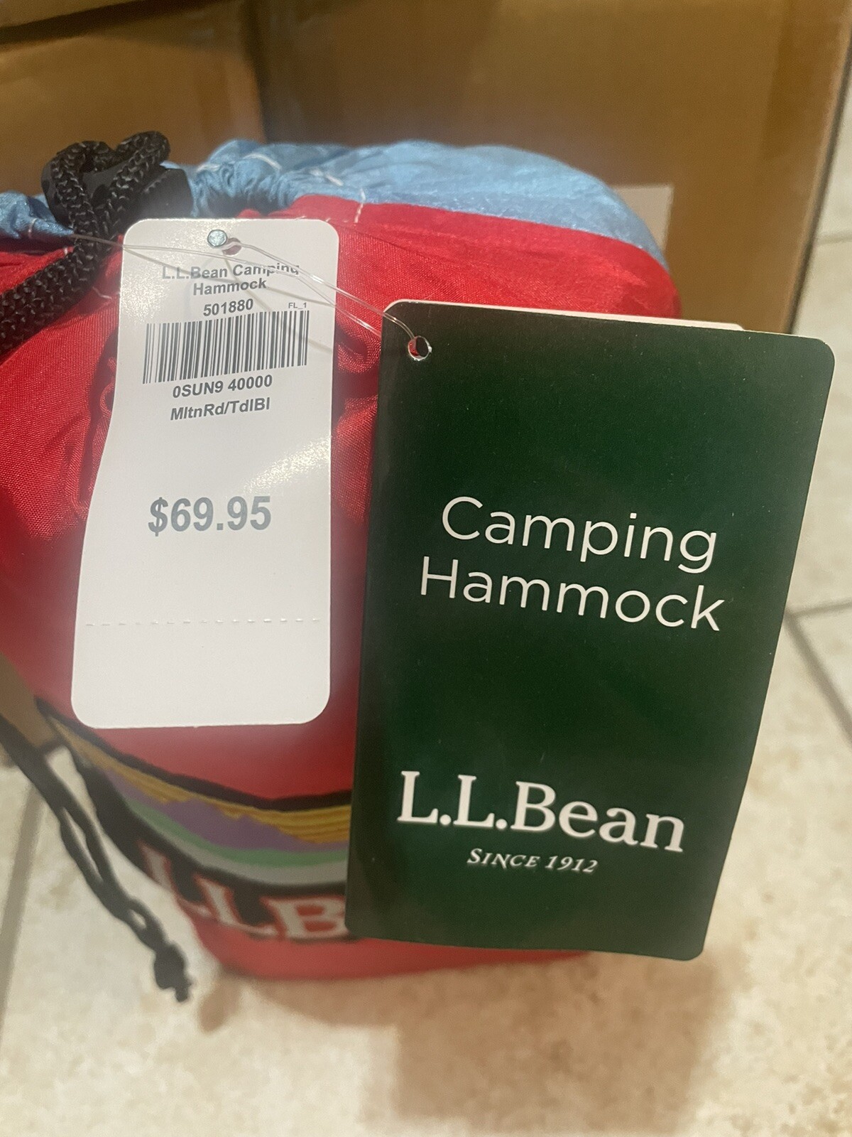 LLBEAN CAMPING HAMOCK Multicolor Red and Blue 2