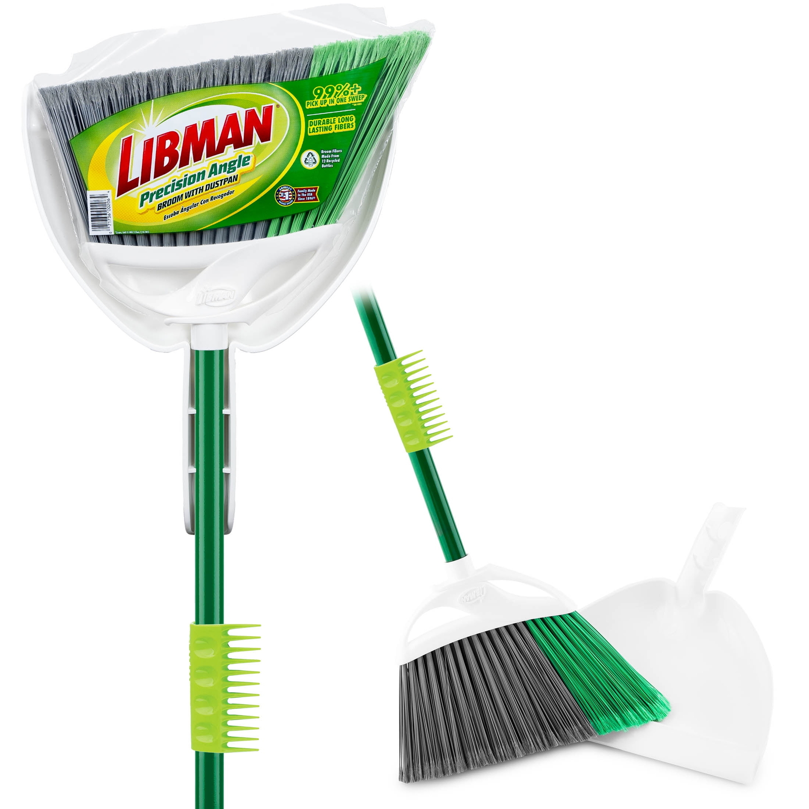 Precision Angle Broom and Dust Pan Green / White Clean Fibers Comb gallery