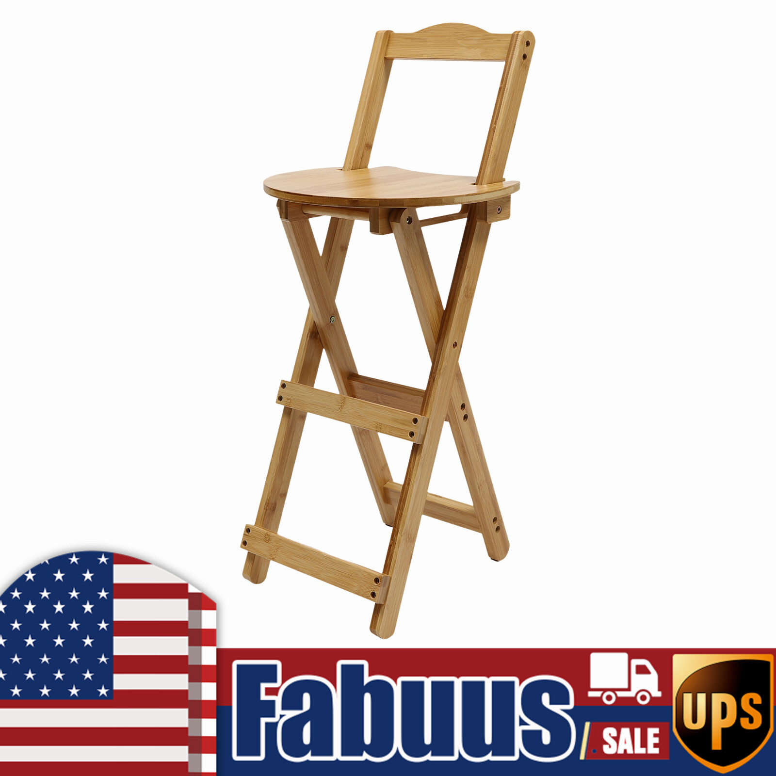 Portable Folding Bamboo Stool Tall Chair Foldable Bar Stool Porch Kitchen Chair gallery
