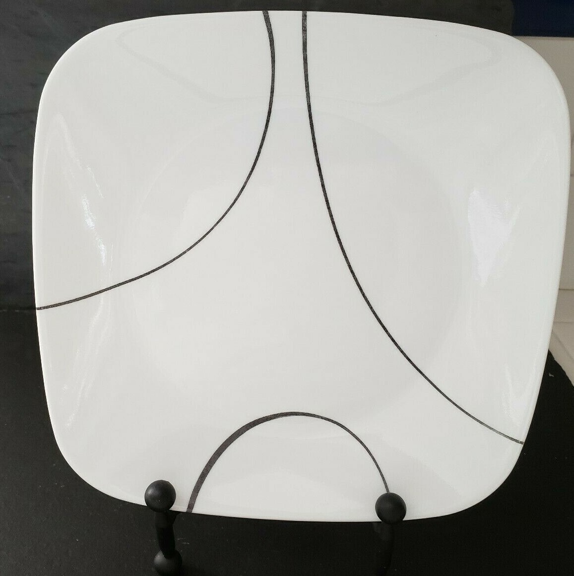 Corelle Square "Simple Lines" 9" Luncheon Plate White Black Vitrelle. gallery