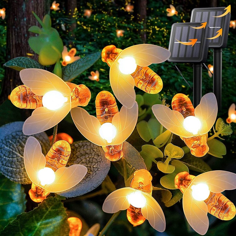 60 LED Solar Powered Bee String Lights Outdoor Yard Garden Decor Waterproof Lamp gallery