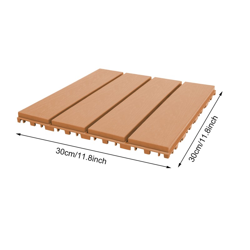 30X Plastic Interlocking Deck Tiles Dark Wood Grain Outdoor Patio Pavers 12"x12" gallery