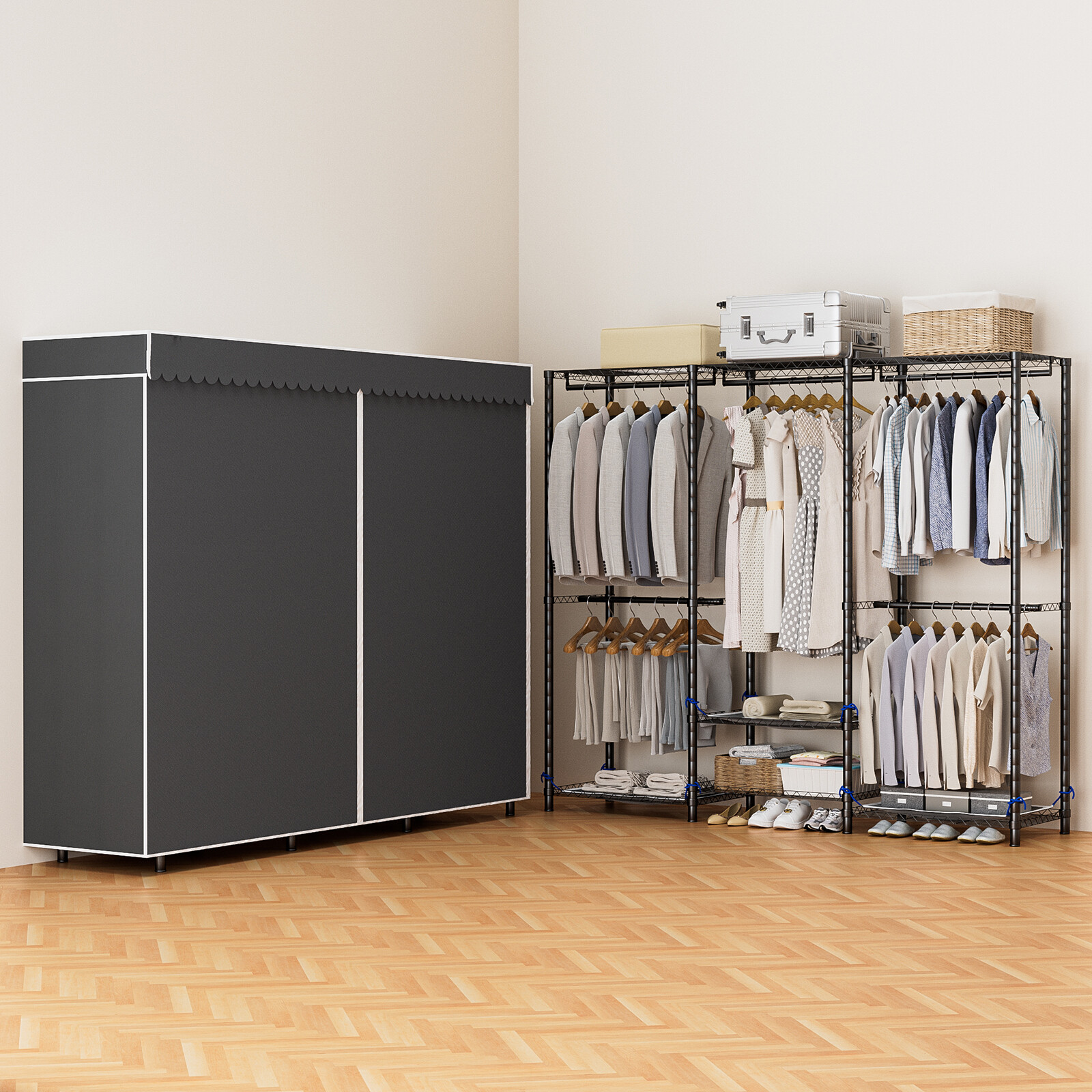 Heavy Duty Garment Rack Large Clothes Rack Freestanding Closet Clothing Shelves gallery