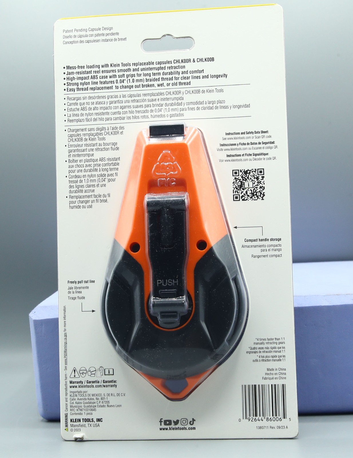 Klein Tools CHLK100 Quick Fill Chalk Line With Built-in Plumb Bob gallery