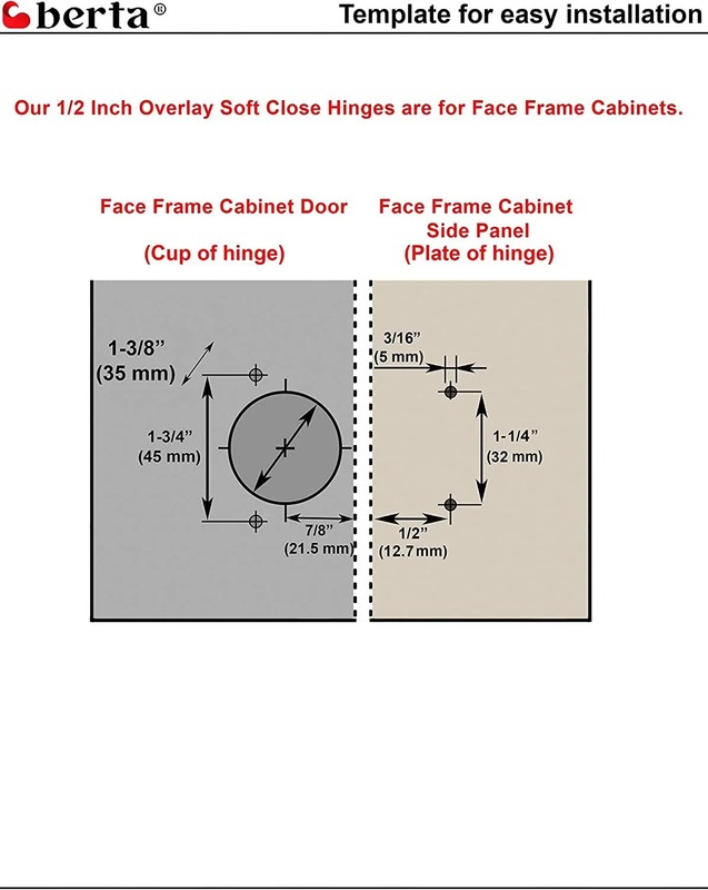 Berta 110 Degree Full Overlay Soft Close Concealed Face Frame Cabinet Hinges (50 gallery