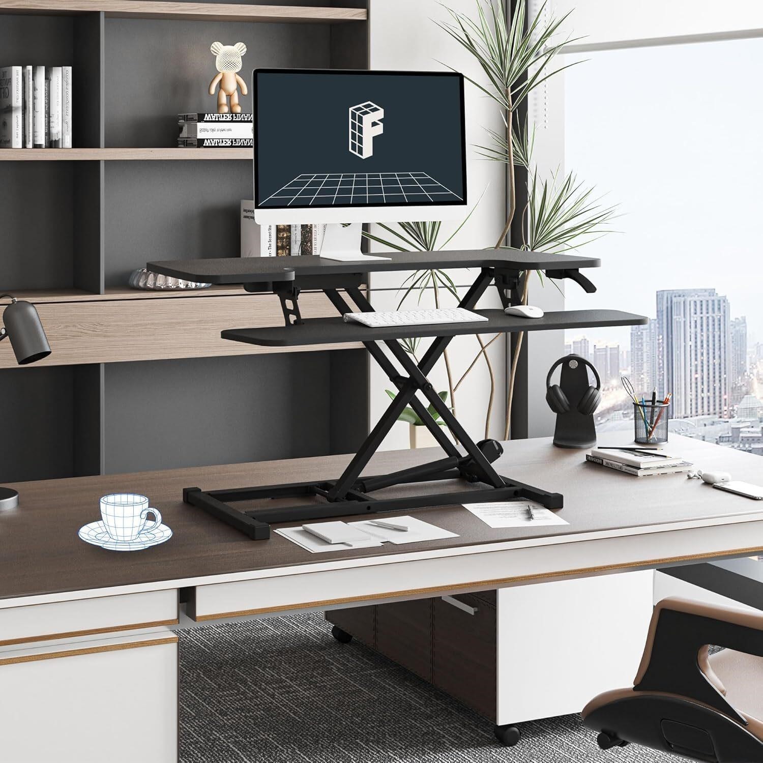 35-Inch Standing Desk Converter Height Adjustable Sit to Stand up Workstation gallery