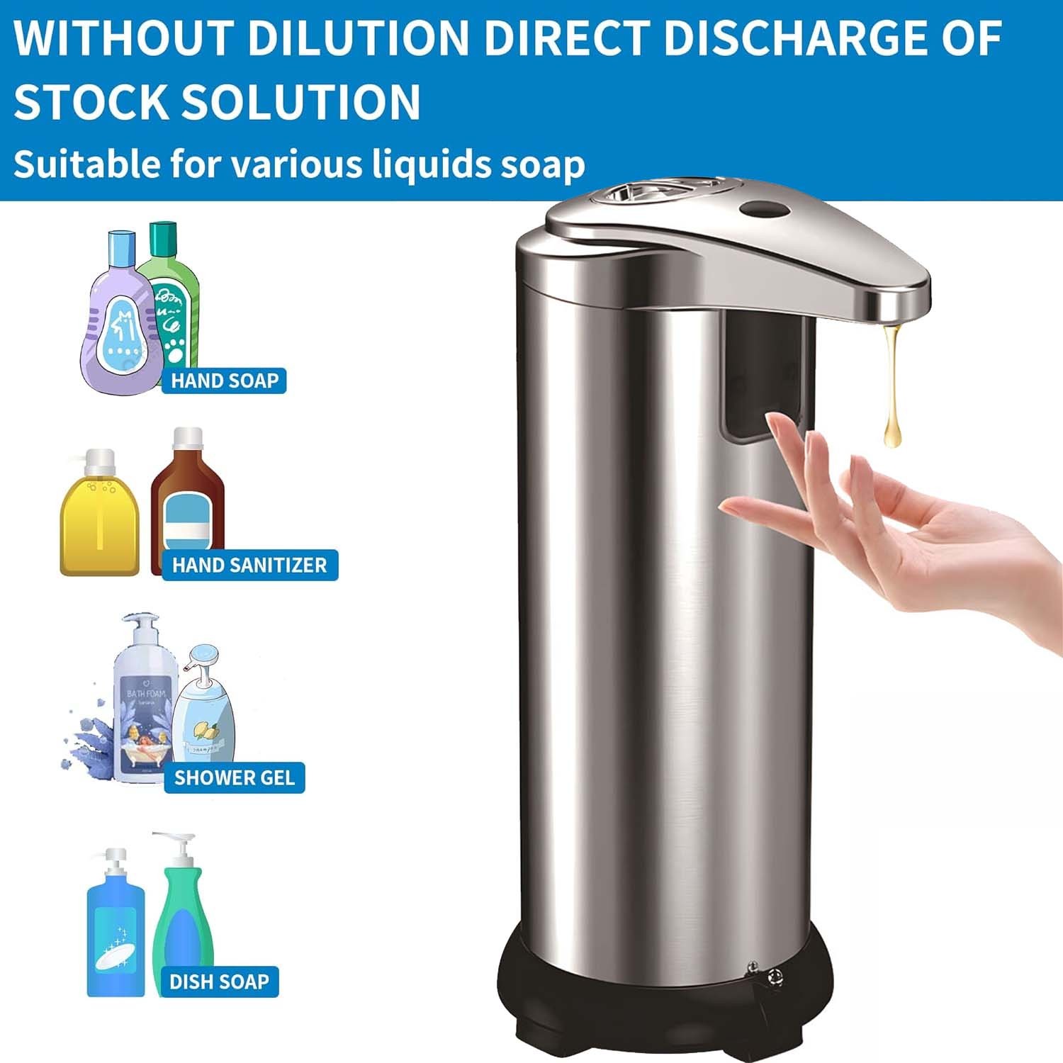 Automatic Soap Dispenser Touchless 280ml Dish/Hand Soap for Bathroom Kitchen gallery