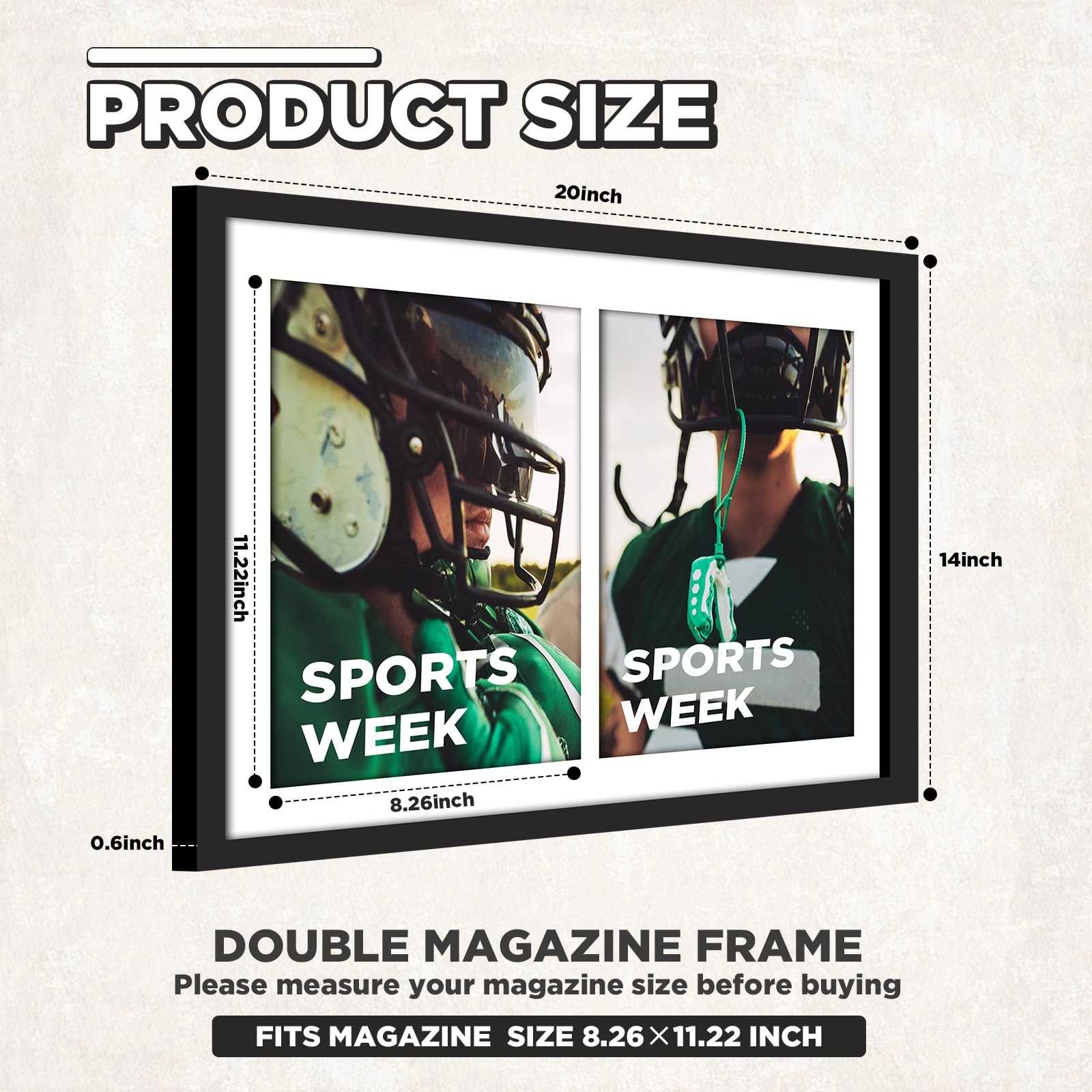 14x20 Inch Double Magazine Frame Displays 8x11 Inch Magazines Picture Frame w... gallery
