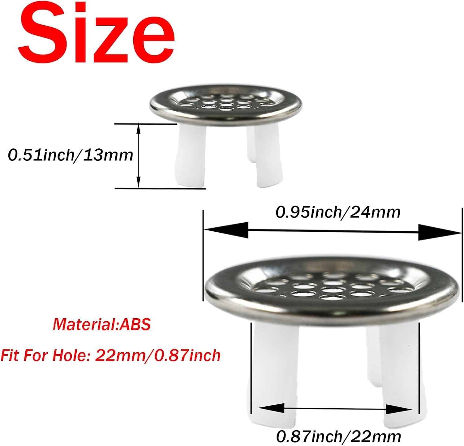 4Pcs Bathroom Sink Overflow Trim Ring Chrome Mesh Round Basin Drain Hole Cover gallery