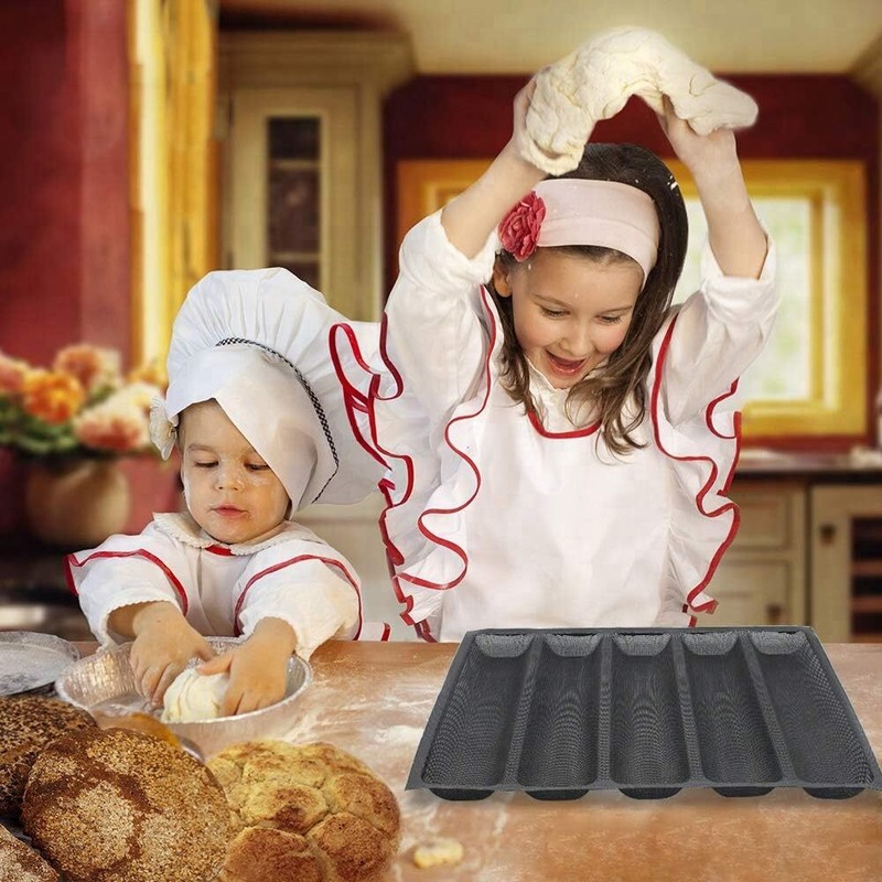Silicone Perforated Baking Forms Sandwich Mold French Baguette Bread Pan Mat 5 L gallery