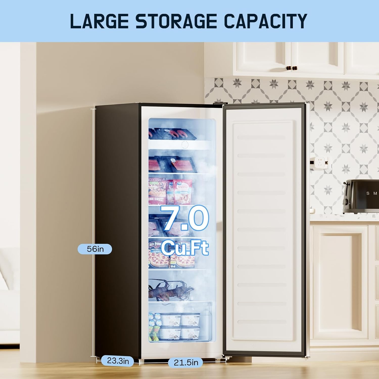 7.0 Cu.Ft Upright Freezer with 5 Adjustable Shelves,Refrigerator for Home gallery