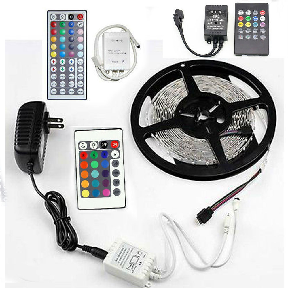 5M 3528 SMD 300Leds RGB LED Flexible Strip Light /12V DC Power Supply /IR Remote gallery