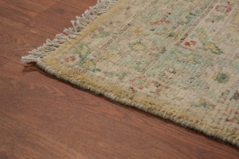 Vegetable Dye All-Over Pattern Oushak Wool Handmade Rug 3x4 ft Turkish Carpet gallery