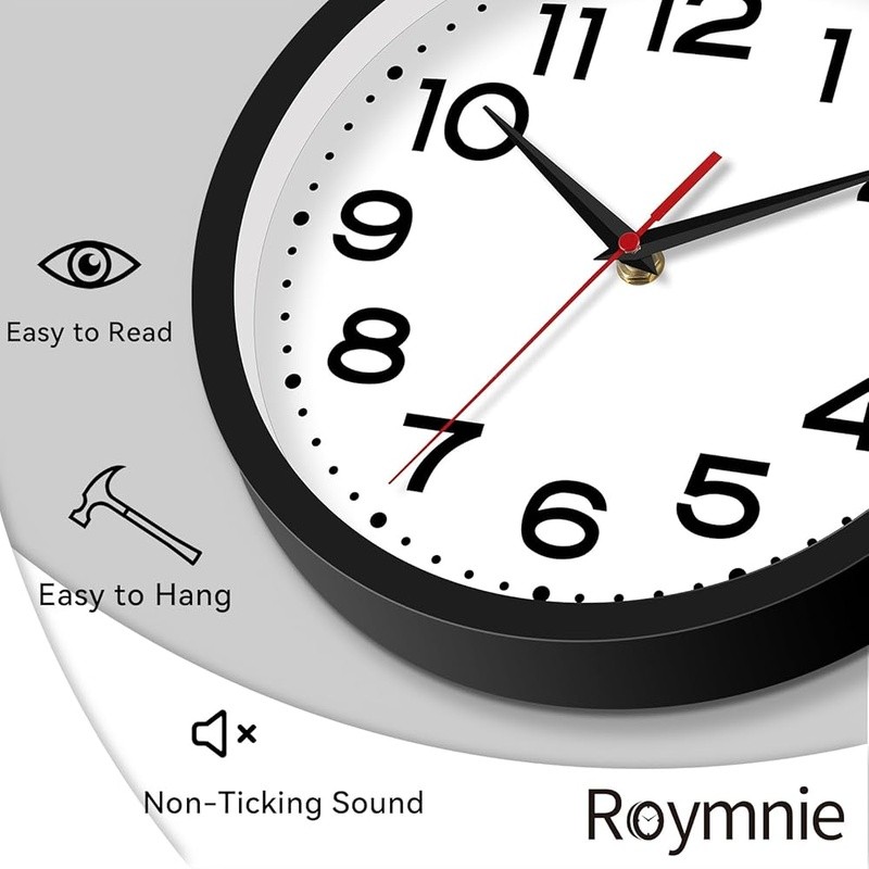 Silent Battery Powered Wall Clock Large Numbers Easy Read Indoor Outdoor New gallery