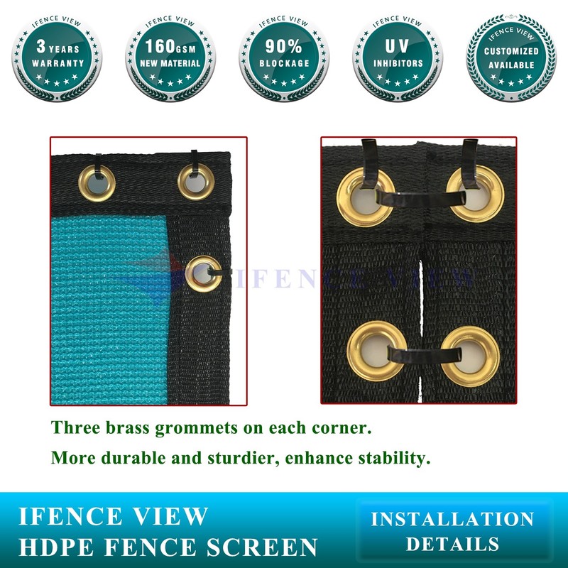 Ifenceview 3 FT High Turquoise Balcony Deck Fence Privacy Screen Fabric Panel gallery