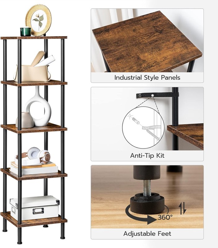 5-Tier Corner Shelf Stand Corner Square Rack Display Shelf Tall Storage Plant gallery