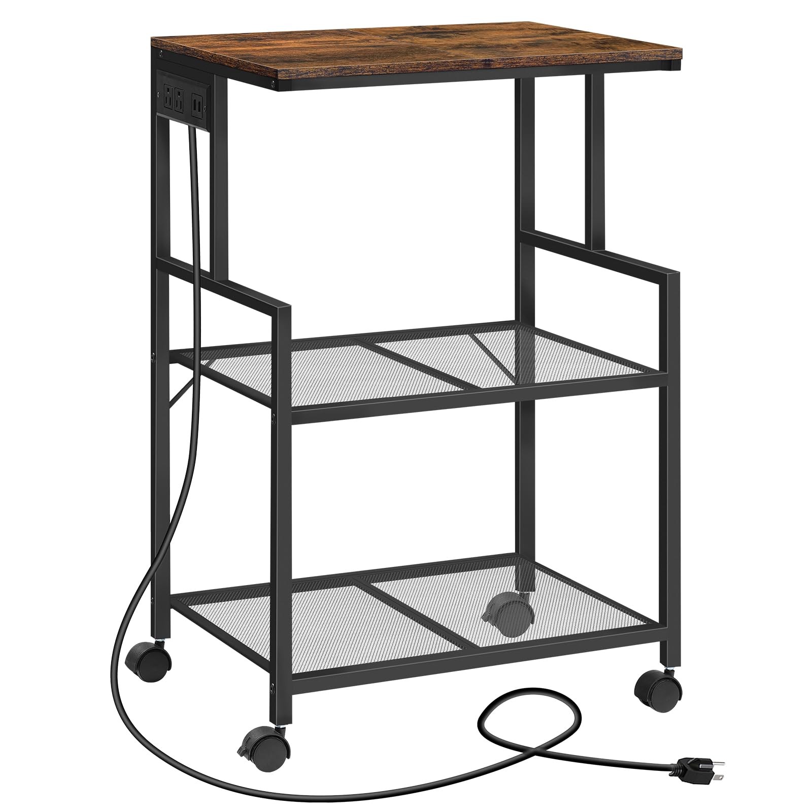 Mobile Printer Stand, 3-Tier Industrial Printer Cart with Power Outlets and 2... gallery