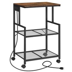 Mobile Printer Stand, 3-Tier Industrial Printer Cart with Power Outlets and 2…